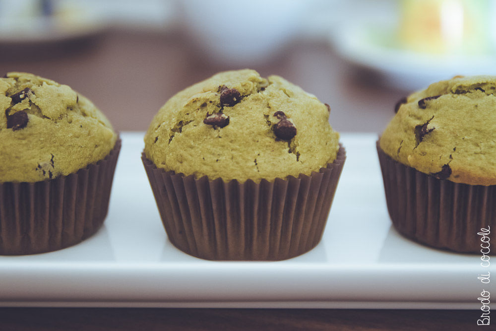 Muffin al tè matcha e cioccolato