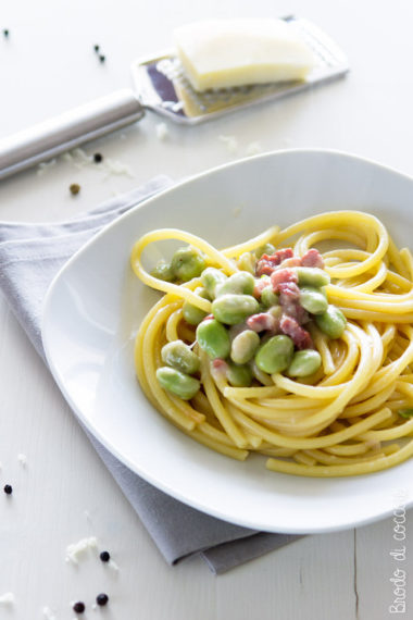 Bucatini con fave, pancetta e pecorino