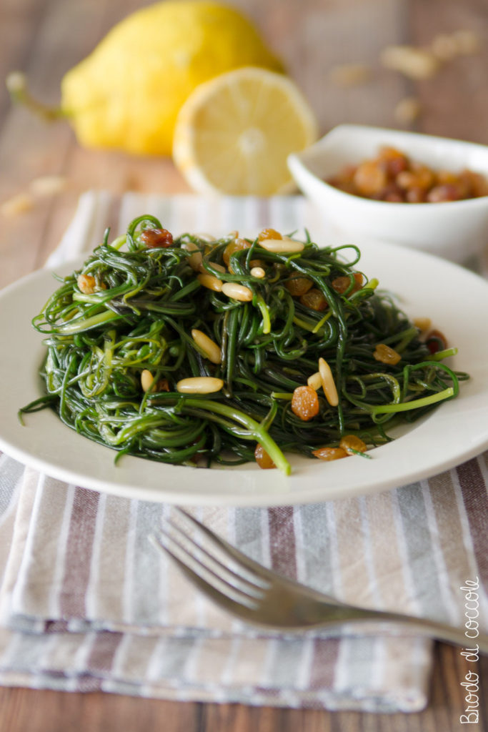 Agretti con uvetta e pinoli