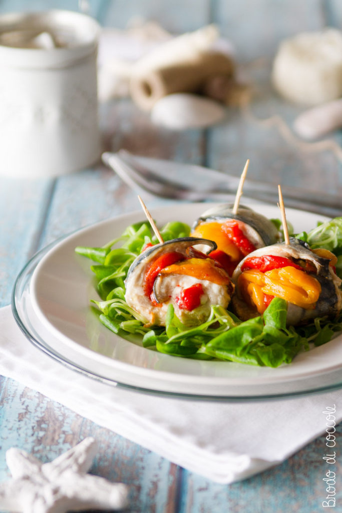 Involtini di sgombro e peperoni