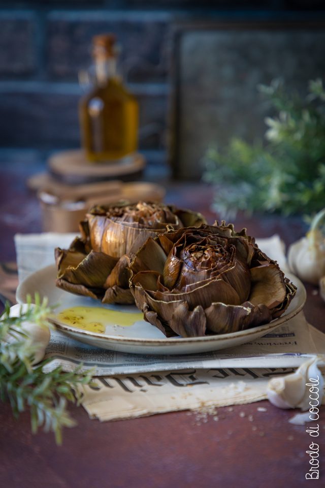 Carciofi arrostiti in friggitrice ad aria Brodo di coccole